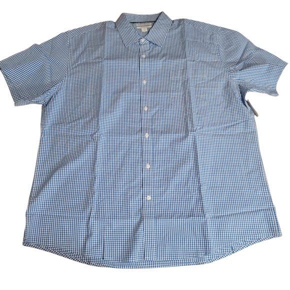 Amazon Essential Men's Blue White Poplin Button Down Shirt - XXL - Picture 3 of 8